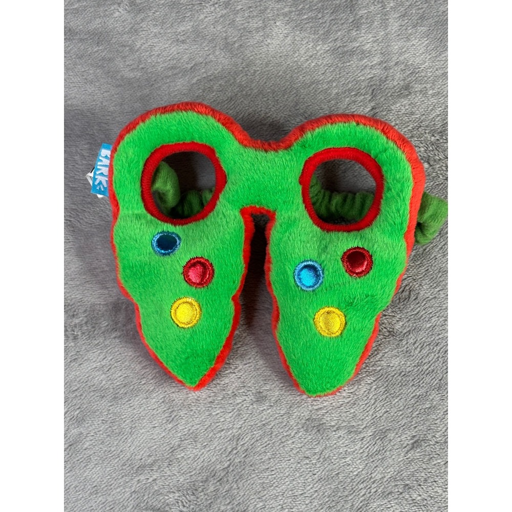 BARK Christmas Dog Mask Toy‎ OS Green Red Holiday Squeaker Plush Accessory